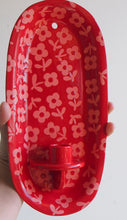Load image into Gallery viewer, Handmade Ceramic Wall Hanging Candle Holder- Red with pink flowers-small