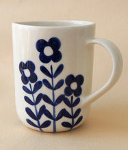 Load image into Gallery viewer, Handmade Ceramic Mug- Blue Flowers
