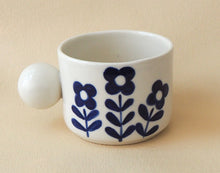 Load image into Gallery viewer, Handmade Ceramic Cup- White Cup/ Blue Flowers