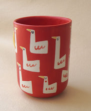 Load image into Gallery viewer, Handmade Ceramic Mug- Red Cup with Geese