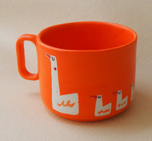 Load image into Gallery viewer, Handmade Ceramic Cup- Orange Cup with Geese