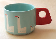 Load image into Gallery viewer, Handmade Ceramic Cup- Blue Green / Geese