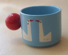 Load image into Gallery viewer, Handmade Ceramic Cup- Blue Cup Red Handle/ Geese