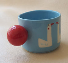 Load image into Gallery viewer, Handmade Ceramic Cup- Blue Cup Red Handle/ Geese