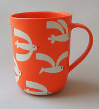 Load image into Gallery viewer, Handmade Ceramic Mug- Orange Cup/ Seagulls
