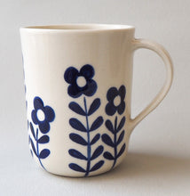 Load image into Gallery viewer, Handmade Ceramic Mug- Blue Flowers