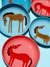 Load image into Gallery viewer, Handmade Ceramics Shallow Bowls with Horse (Blue- pick from 3)