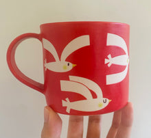 Load image into Gallery viewer, Handmade Ceramic Mug-Red/Birds