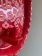 Load image into Gallery viewer, Handmade Ceramic Wall Hanging Candle Holder- Red with pink flowers