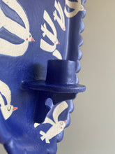 Load image into Gallery viewer, Handmade Ceramic Wall Hanging Candle Holder- Dark blue with birds