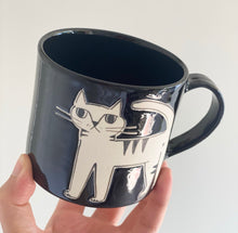 Load image into Gallery viewer, Handmade Ceramic Mug- black/Cat