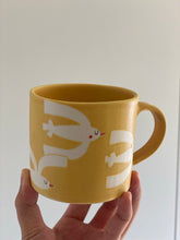 Load image into Gallery viewer, Handmade Ceramic Mug- yellow/Birds