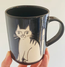 Load image into Gallery viewer, Handmade Ceramic Mug- Black/Cat