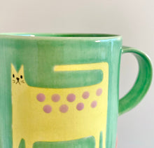 Load image into Gallery viewer, Handmade Ceramic Mug- Green Cat, Green Cup