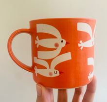 Load image into Gallery viewer, Handmade Ceramic Mug-Orange/Birds