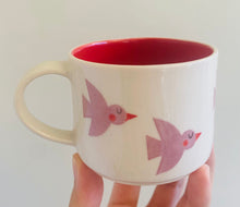 Load image into Gallery viewer, Handmade Ceramic Cup- Purple Birds