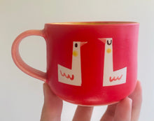Load image into Gallery viewer, Handmade Ceramic Cup- Red Cup/ Pink Handle
