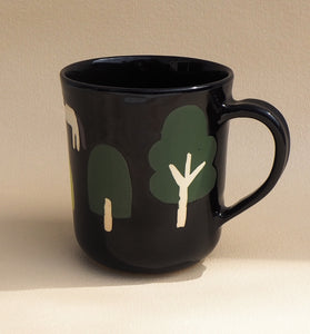 Handmade Ceramic Mug- Two horses among the trees (#2)