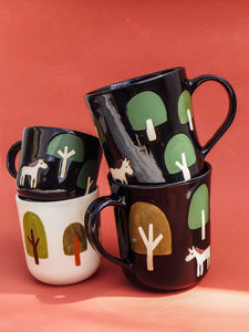 Handmade Ceramic Cup- A horse among the trees