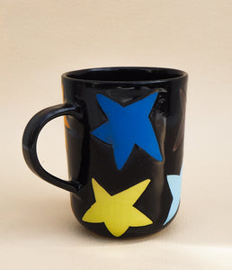 Handmade Ceramic Mug- Hand Painted Stars (#2)