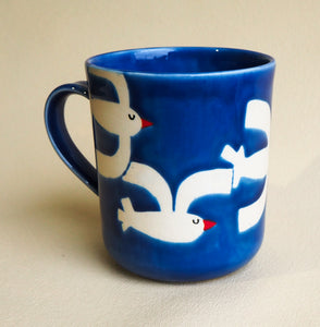 Handmade Ceramic Mug- Birds flying