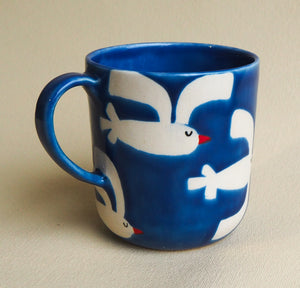 Handmade Ceramic Cup- birds flying- meduim