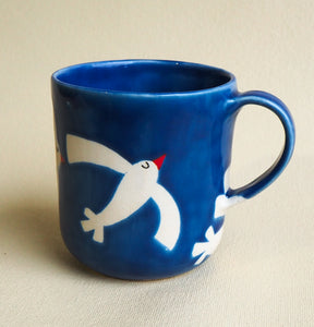 Handmade Ceramic Cup- birds flying- meduim