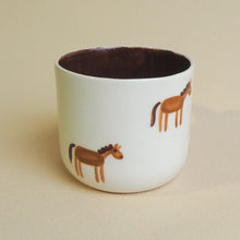 Load image into Gallery viewer, Handmade Ceramic Cup- silly horses (#3)
