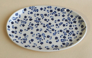 Small Handmade Ceramic Plate- flowers and leaves