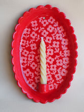 Load image into Gallery viewer, Handmade Ceramic Wall Hanging Candle Holder- Red with pink flowers
