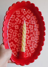 Load image into Gallery viewer, Handmade Ceramic Wall Hanging Candle Holder- Red with pink flowers

