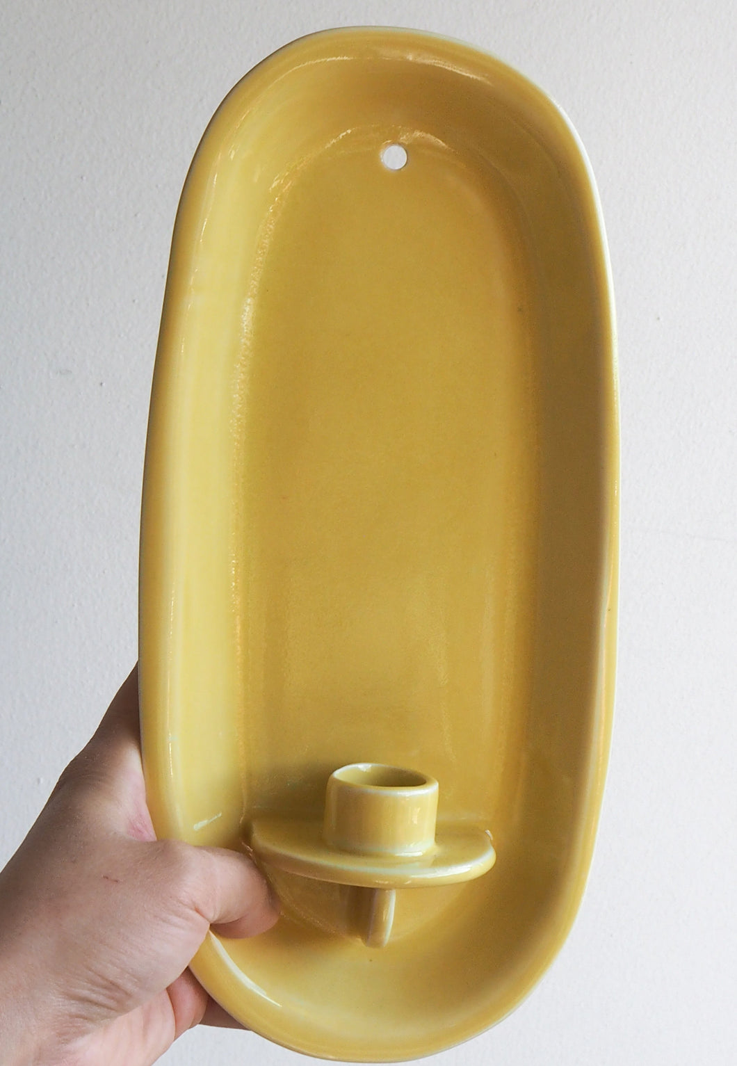 Handmade Ceramic Wall Hanging Candle Holder- Soft Yellow