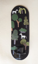 Load image into Gallery viewer, Handmade Ceramic Wall Hanging Candle Holder- Black with Horses
