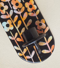 Load image into Gallery viewer, Handmade Ceramic Wall Hanging Candle Holder- Black with colorful flowers
