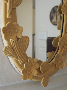 Handmade Ceramic Oval Mirror (with decorative flower edge)