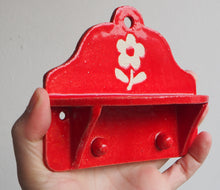 Load image into Gallery viewer, Handmade Ceramic Wall Hanging Shelf- Red
