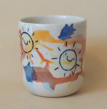 Load image into Gallery viewer, Handmade Ceramic Cup- doodles on colorful background-Suns
