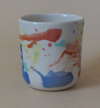 Load image into Gallery viewer, Handmade Ceramic Cup- doodles on colorful background-Chair
