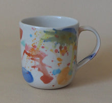 Load image into Gallery viewer, Handmade Ceramic Cup- doodles on colorful background-Chair
