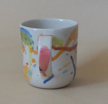 Load image into Gallery viewer, Handmade Ceramic Cup- doodles on colorful background-Chair
