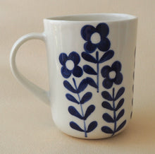 Load image into Gallery viewer, Handmade Ceramic Mug- Blue Flowers
