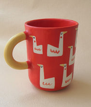 Load image into Gallery viewer, Handmade Ceramic Mug- Red Cup with Geese
