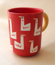Load image into Gallery viewer, Handmade Ceramic Mug- Red Cup with Geese
