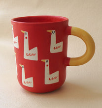 Load image into Gallery viewer, Handmade Ceramic Mug- Red Cup with Geese
