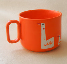 Load image into Gallery viewer, Handmade Ceramic Cup- Orange Cup with Geese
