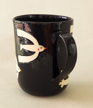 Load image into Gallery viewer, Handmade Ceramic Mug- Seagulls/ Black Cup
