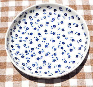 Handmade Ceramic Shallow Bowl with Flowers