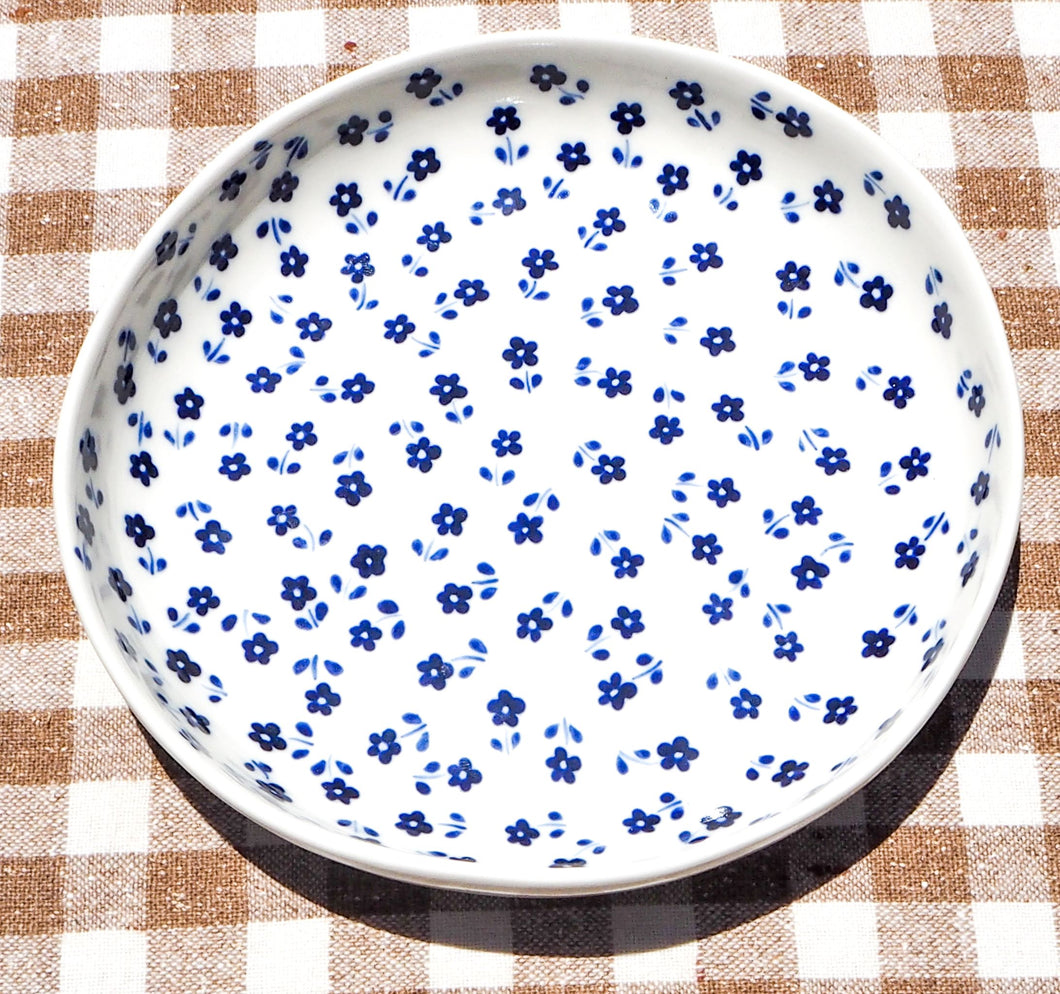 Handmade Ceramic Shallow Bowl with Flowers