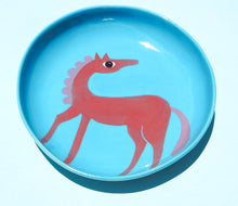 Load image into Gallery viewer, Handmade Ceramics Shallow Bowls with Horse (Blue- pick from 3)
