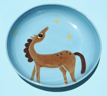 Load image into Gallery viewer, Handmade Ceramics Shallow Bowls with Horse (Blue- pick from 3)
